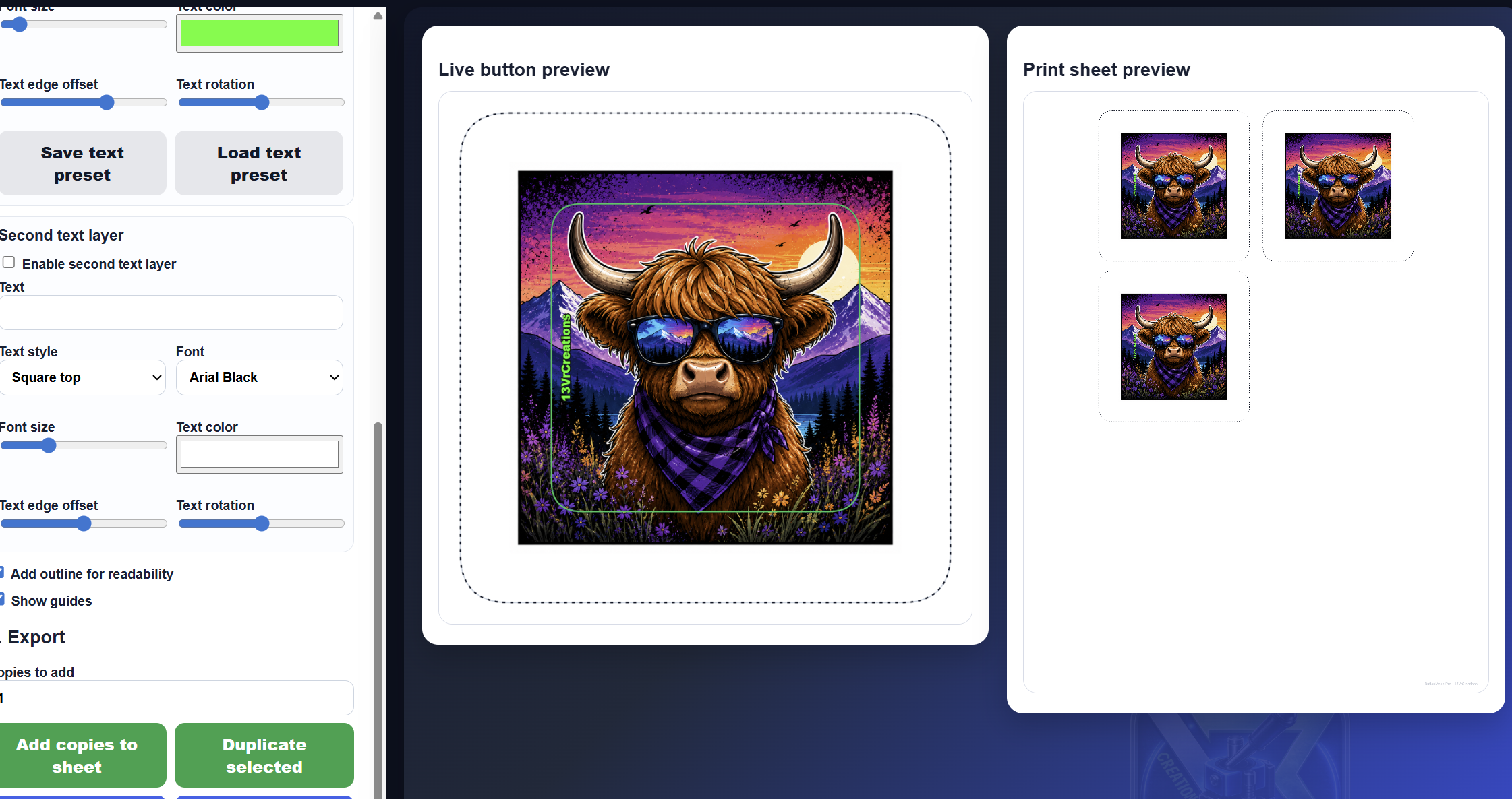 ButtonMakerPro saved projects screen